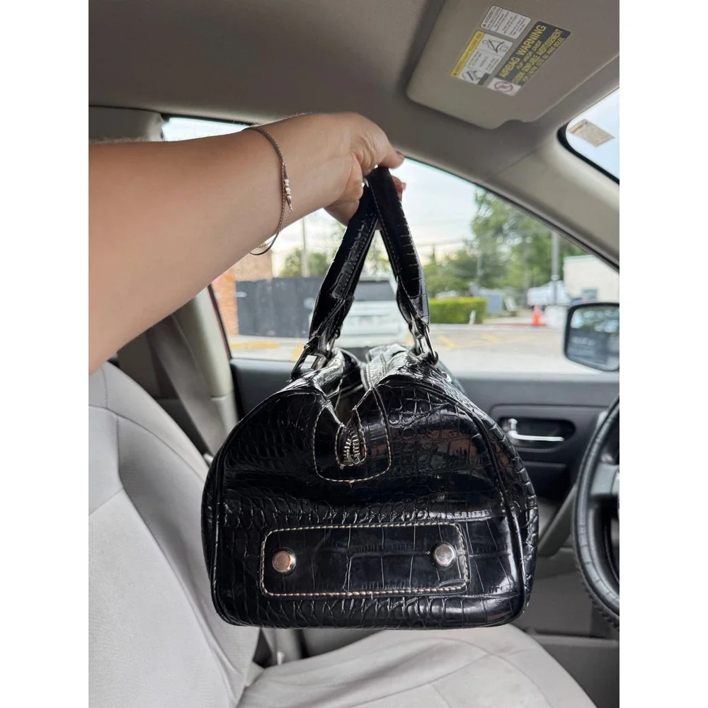 Guess Y2K Rhinestone Bag Black Croc McBling 2000s Bratz It Girl Vintage Purse
